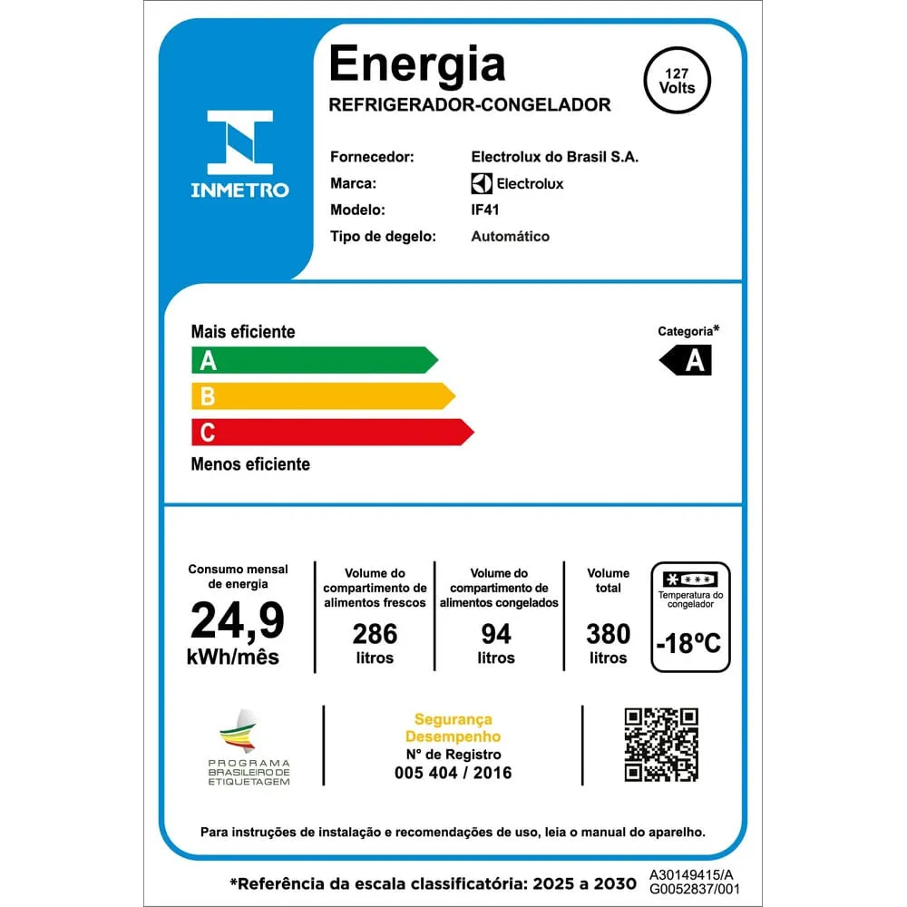 Geladeira Electrolux Frost Free 380L AutoSense Inverter Duplex Branca (IF41)