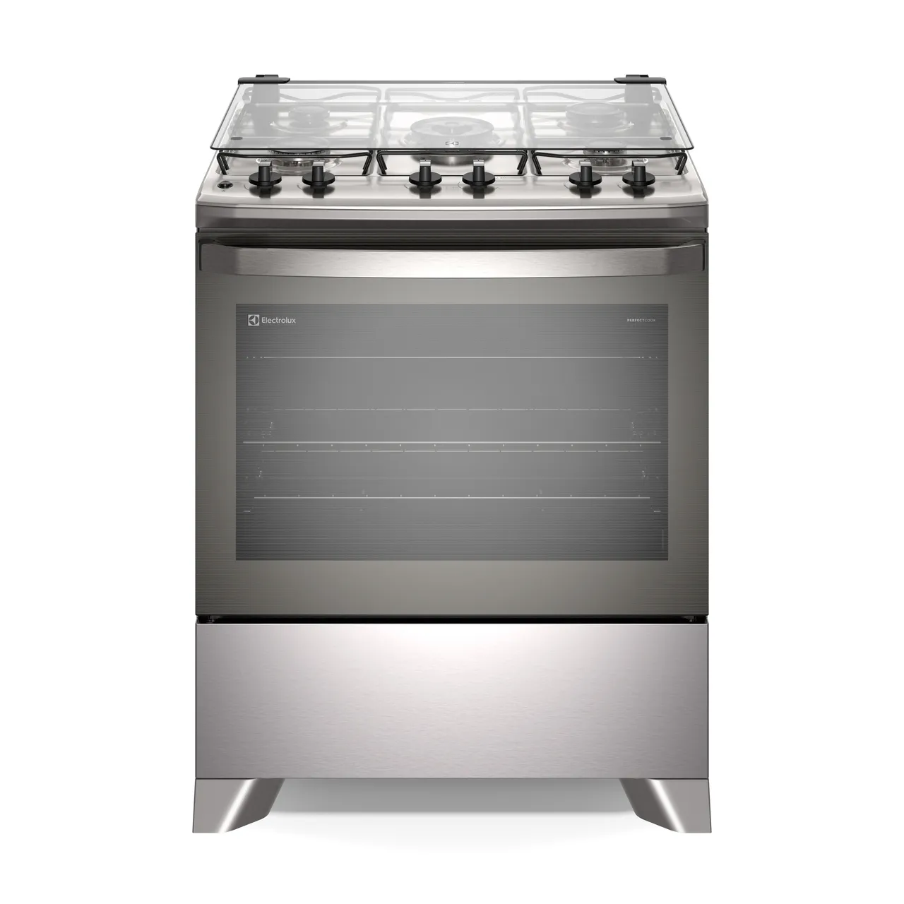 Fogão 5 bocas Electrolux Cinza Efficient com Mesa Inox, PerfectCook e VaporBake (FE5IC)