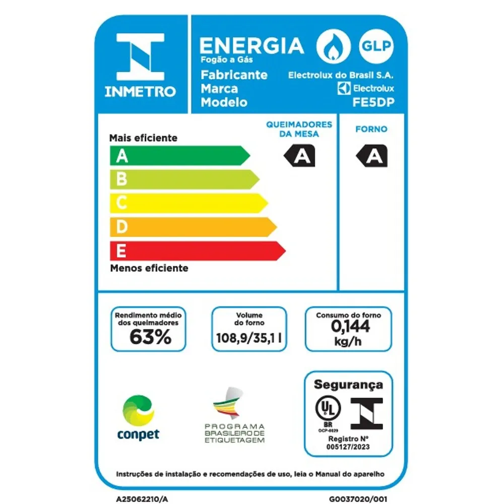 Fogão 5 bocas Electrolux Preto Experience 2 Fornos, Mesa de Vidro e PerfectCook360 (FE5DP)