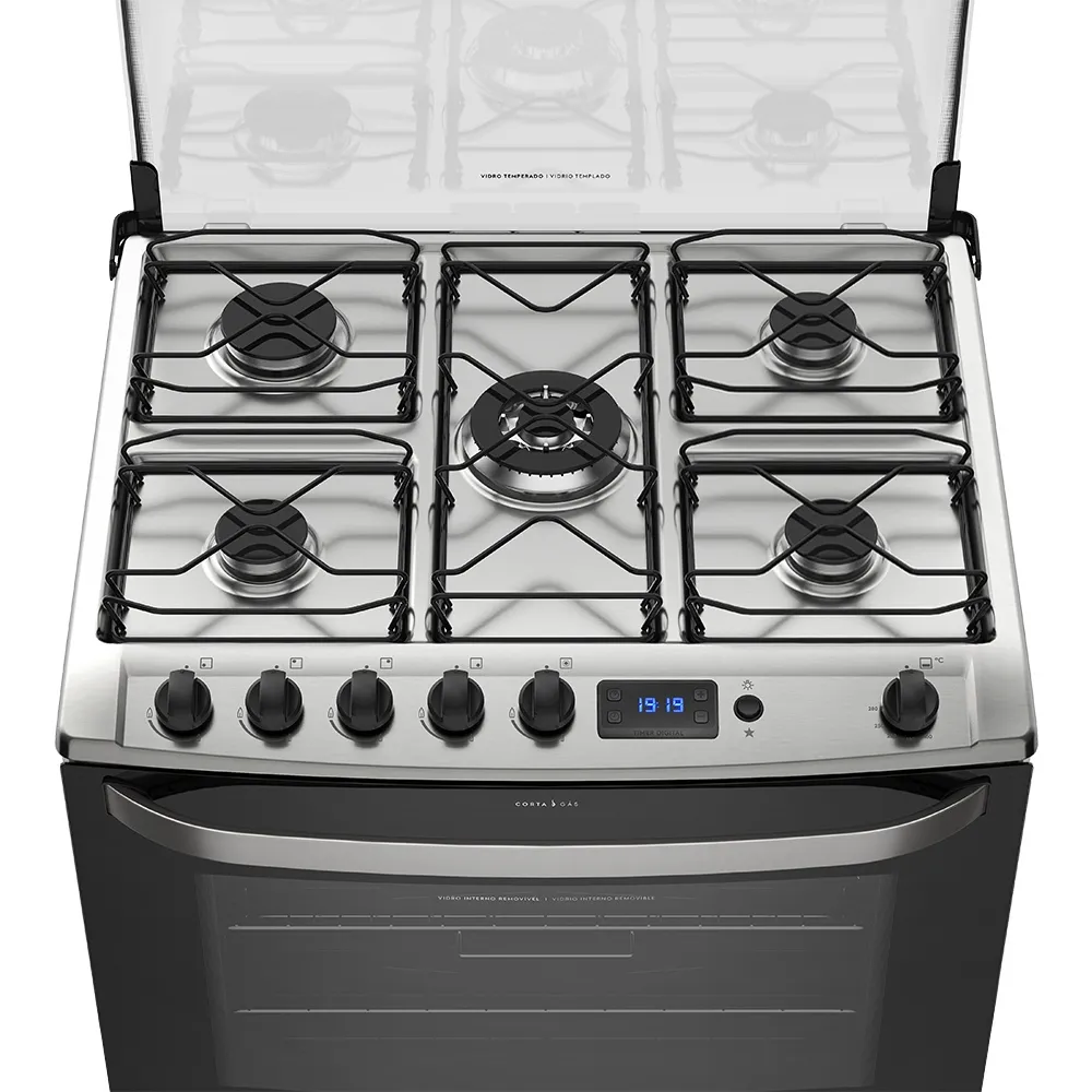 Fogão 5 Bocas Electrolux Preto com Tripla Chama e Timer Digital (76USR)