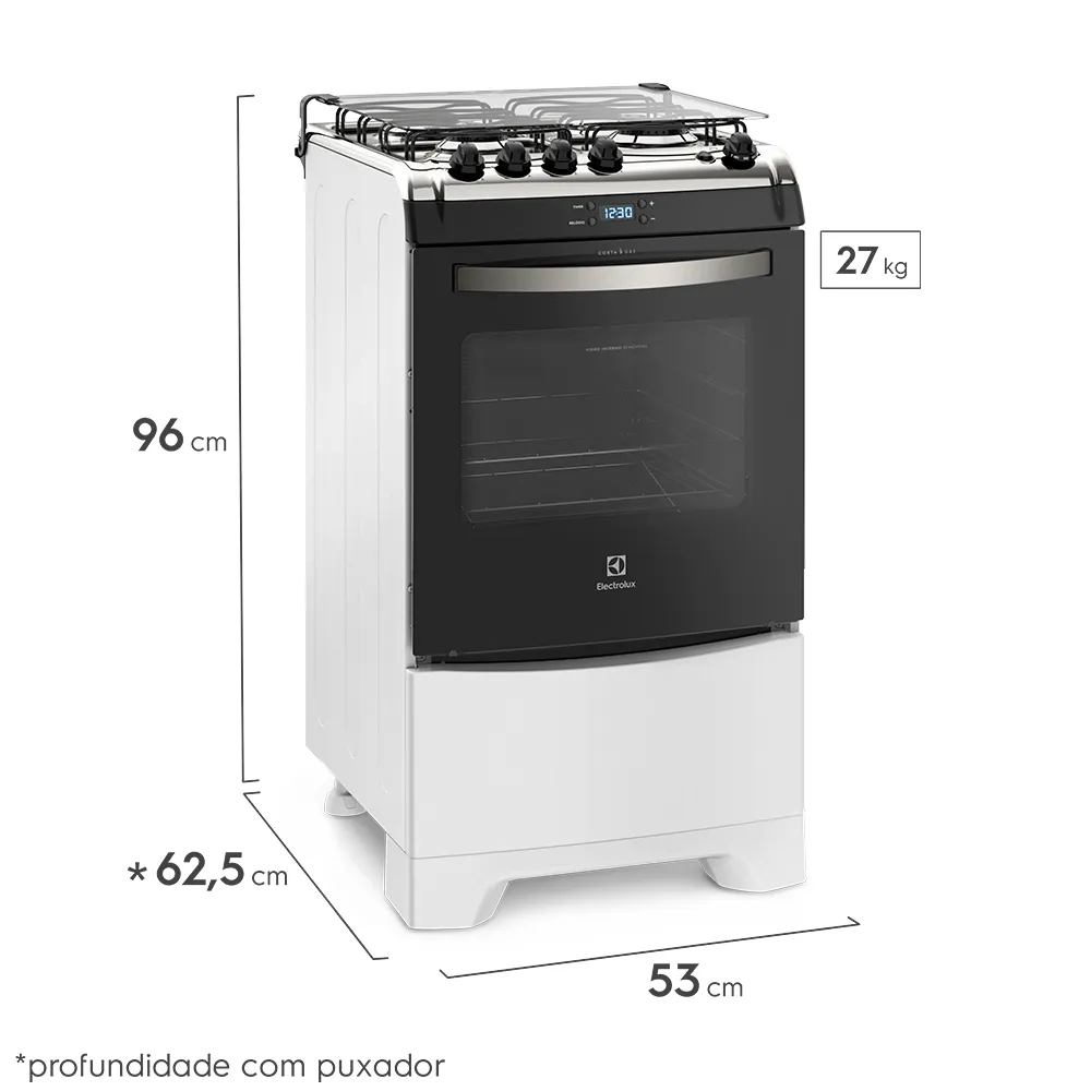 Fogão 4 Bocas Electrolux Branco com Timer Digital (52LBR)