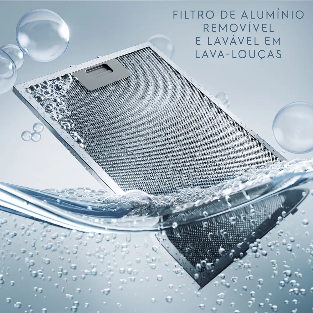 Depurador de Ar Electrolux 60cm Preto Alto Poder de Sucção, Luz LED e Filtragem Dupla (DE6SB)