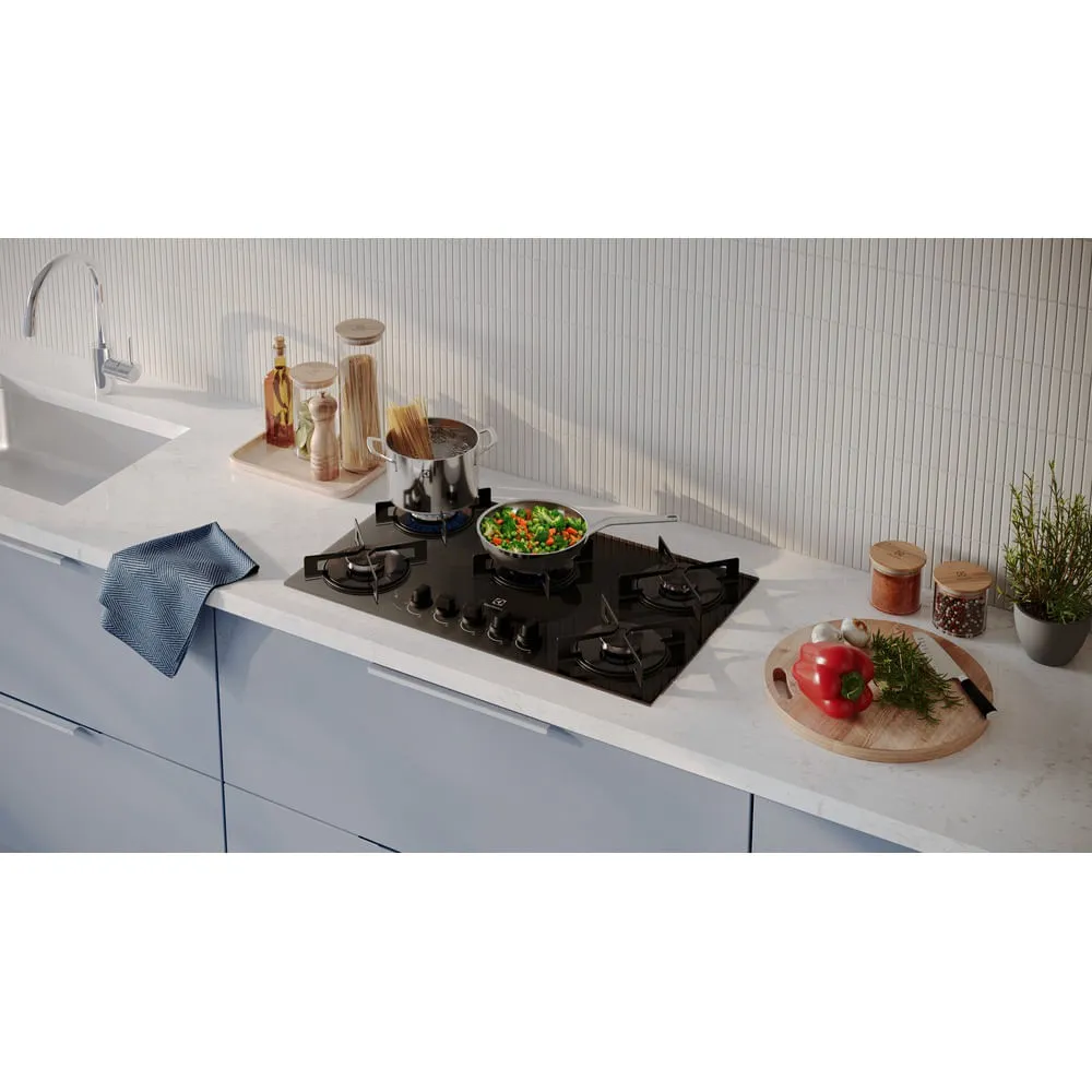 Cooktop 5 Bocas a Gás Electrolux Mesa de Vidro Efficient Grade de Aço Fosco (KE5GR)