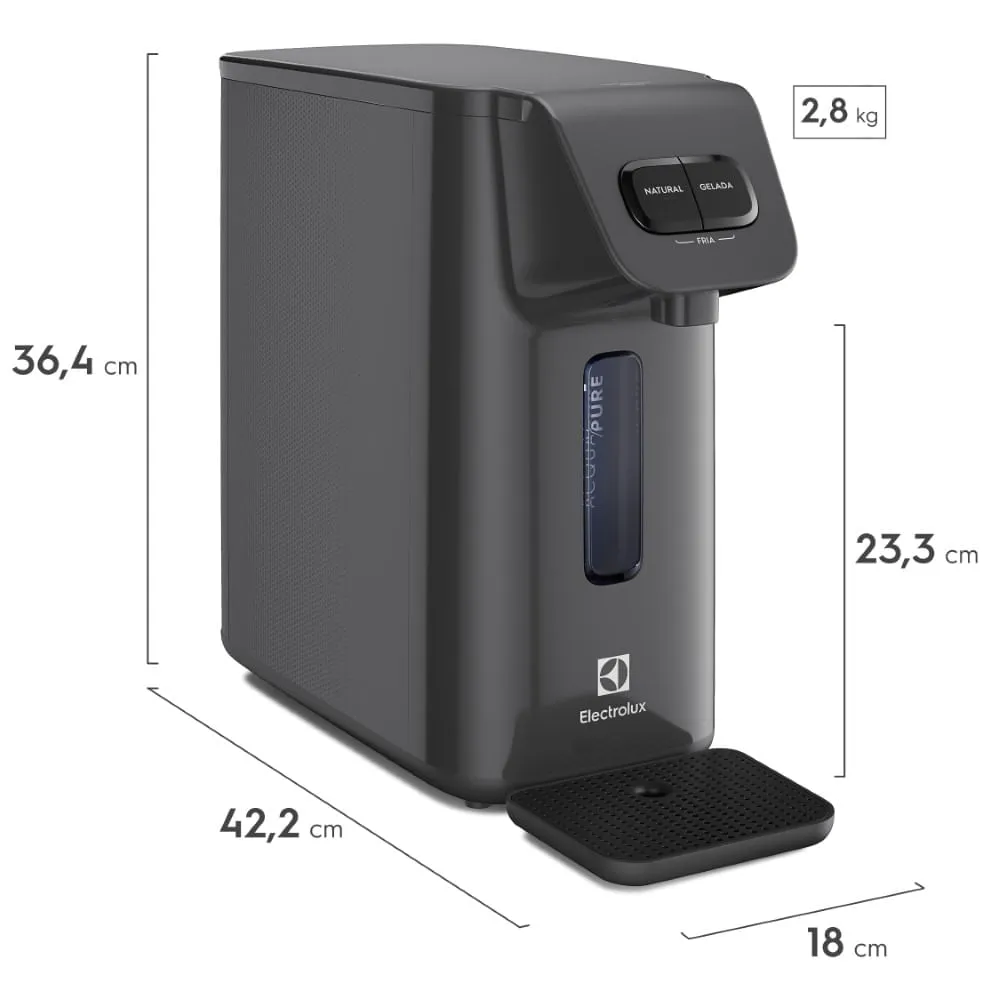Purificador Electrolux Eletrônico Compacto Efficient Painel Mecânico Bivolt Cinza (PE15X)